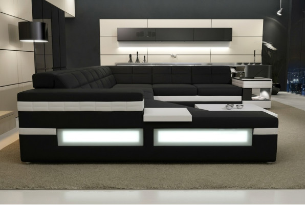 Designersofa Sofa USB Wohnlandschaft Ecksofa Wohnlandschaft Polster Couch LED
