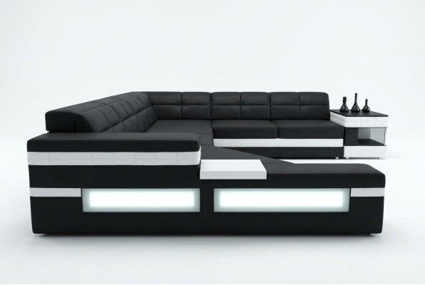 Designersofa Sofa USB Wohnlandschaft Ecksofa Wohnlandschaft Polster Couch LED
