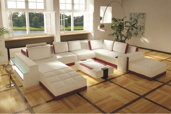 Sofa Couch Ecksofa Valentin UForm Luxus Designersofa Ledercouch LED Leder Modern