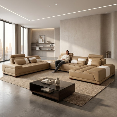 Sofa mit USB,Couch Polster Garnitur XXL Big Eck SofasWohnlandschaft Ecksofa Neu