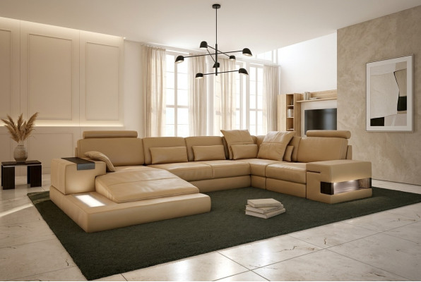 U Form Sofa Wohnlandschaft U Form Ecksofa Couch Garnitur Polster Ecksofa mit USB