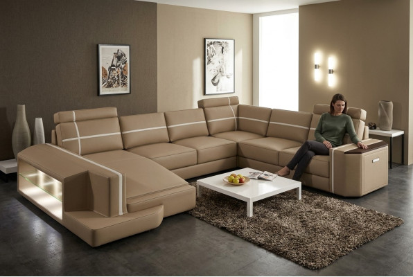 Sie unser U-förmiges Ledersofa Modern im exquisiten Designerstil