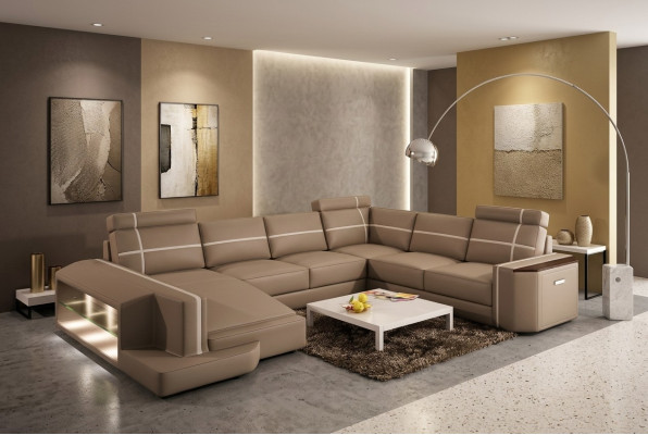 Sie unser U-förmiges Ledersofa Modern im exquisiten Designerstil