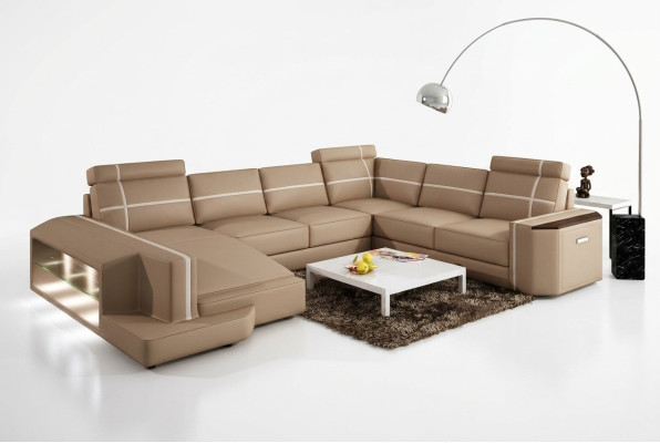 Sie unser U-förmiges Ledersofa Modern im exquisiten Designerstil