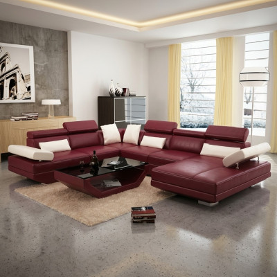 Eck Sofa mit USB Couch Wohnlandschaft Leder Couchen Polster Ecke Sitz Garnitur