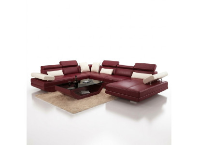 Eck Sofa mit USB Couch Wohnlandschaft Leder Couchen Polster Ecke Sitz Garnitur