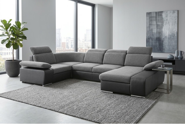 Ecksofa U-Form Sofa Wohnlandschaft Garnitur Polster Bettfunktion Design