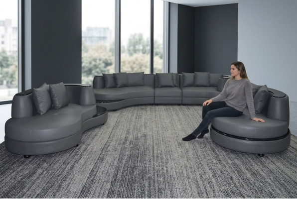 Luxus Wohn Eck Leder Garnitur Landschaft Polster Ecke XXL Big Sofa U Form + USB