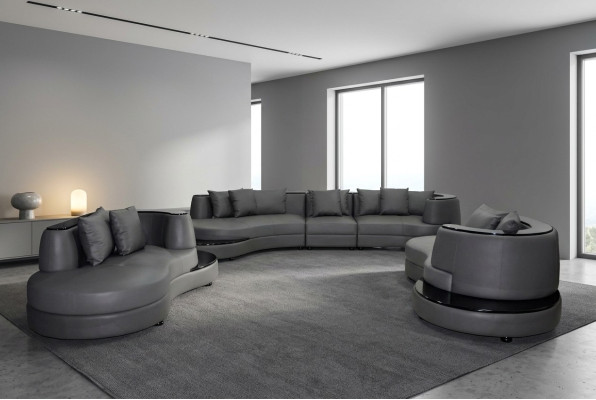 Luxus Wohn Eck Leder Garnitur Landschaft Polster Ecke XXL Big Sofa U Form + USB