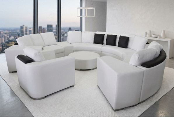 Runde Sofa Couch Polster XXL Big Rund Couchen Wohnlandschaft Sessel Puff + USB