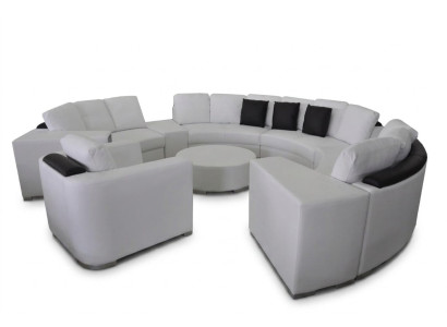Runde Sofa Couch Polster XXL Big Rund Couchen Wohnlandschaft Sessel Puff + USB