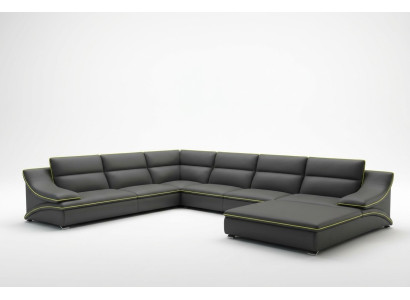 Ecksofa mit USB Ledersofa Wohnlandschaft Couch Sitz Eck Garnitur U Form EltmannG