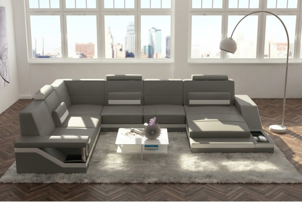 Designer Wohnlandschaft U-Form mit USB Ecksofa Polster Garnitur Eckgarnitur Sofa