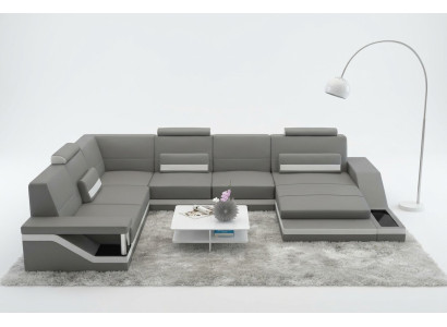 Designer Wohnlandschaft U-Form mit USB Ecksofa Polster Garnitur Eckgarnitur Sofa