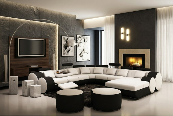 Designer Ledersofa mit USB XXL Wohnlandschaft Big Sofa Polsterecke Ecksofa Relax