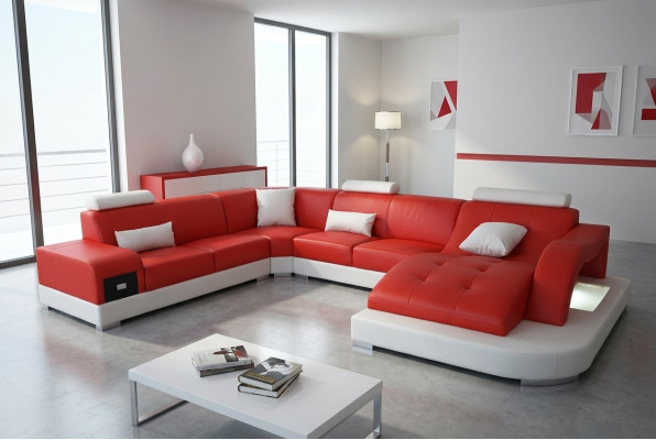 Leder Eck Sofa Eck Wohnlandschaft Garnitur Design Modern Couch Neu Sofas USB Neu
