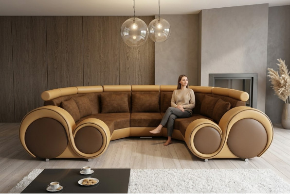 Wohnlandschaft Designer Sofa Textil Couch + USB Mikrofaser Polstergarnitur XXL