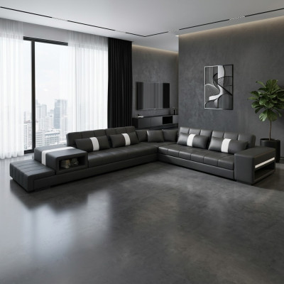 Stoff Couch Textilsofa Ecksofa USB, Couch Wohnlandschaft XXL Textil Sofa Couchen