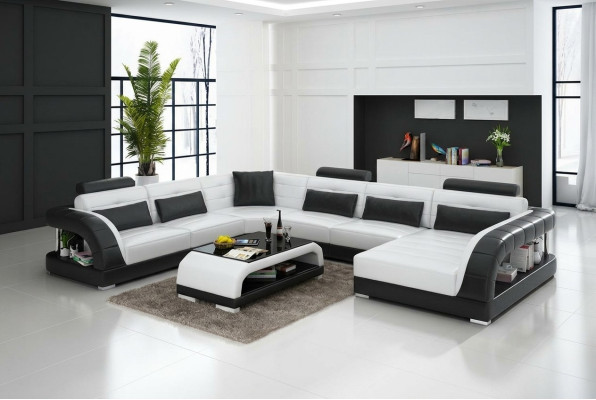 Sofagarnitur mit USB Polster Sofa Set 3+2+1 Leder Couchen Sofas Komplett