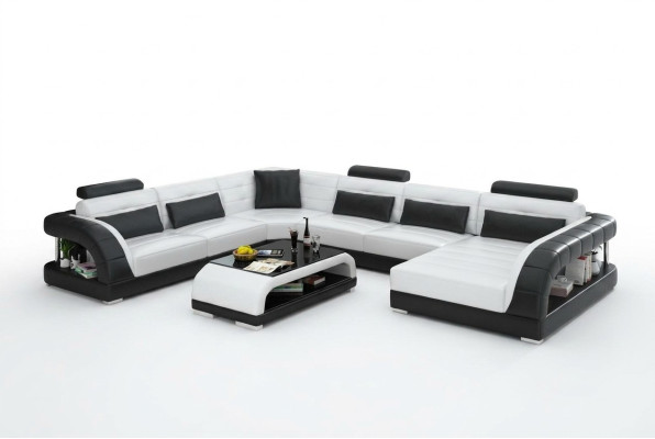 Sofagarnitur mit USB Polster Sofa Set 3+2+1 Leder Couchen Sofas Komplett