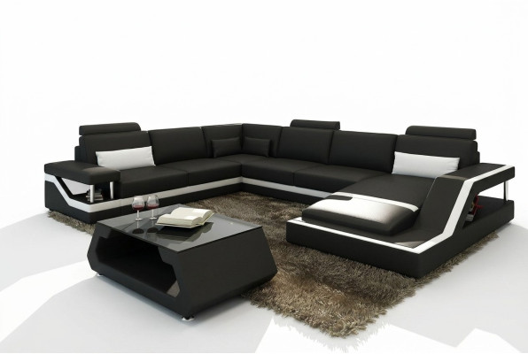 Designer Sofa Ecksofa Wohnlandschaft Big Modernes Ledersofa +USB Patentiert NEU