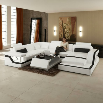 Designer Sofa Ecksofa Wohnlandschaft Big Modernes Ledersofa + USB,Patentiert NEU
