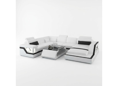 Designer Sofa Ecksofa Wohnlandschaft Big Modernes Ledersofa + USB,Patentiert NEU