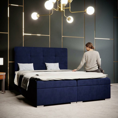 Blaues Boxspring Bett Hotel Doppel Luxus Betten Polster Bettkasten Funktion Neu