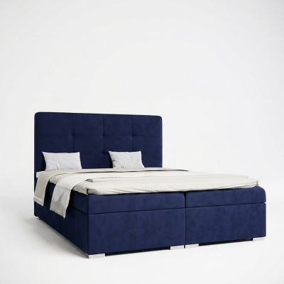 Blaues Boxspring Bett Hotel Doppel Luxus Betten Polster Bettkasten Funktion Neu