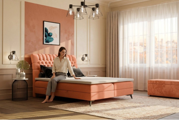 Chesterfield Boxspring Bett Doppel Design Betten Polster Kasten Funktion Hotel