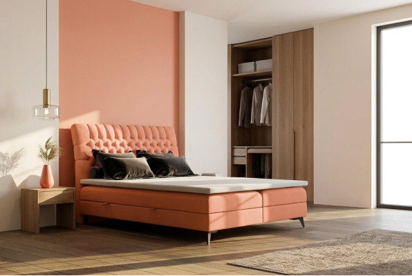 Chesterfield Boxspring Bett Doppel Design Betten Polster Kasten Funktion Hotel