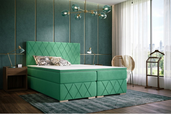 Boxspring Bett Komplett Set mit Matratze & Topper Luxus Polster Textil Betten