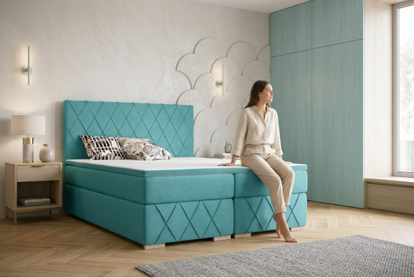 Komplett Set Matratze & Topper Boxspring Bett Luxus Polster 140x200cm Betten