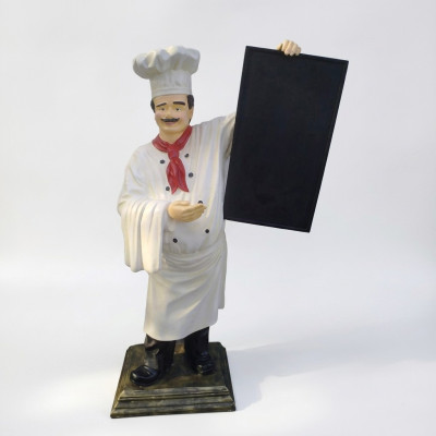 Koch Figur Statue Skulptur Werbefigur Menü Tafel Werbeaufsteller Speisekarte