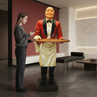 Butler Figur Statue Figuren Statuen Skulptur Restaurant Hotel 180cm Ablage Neu