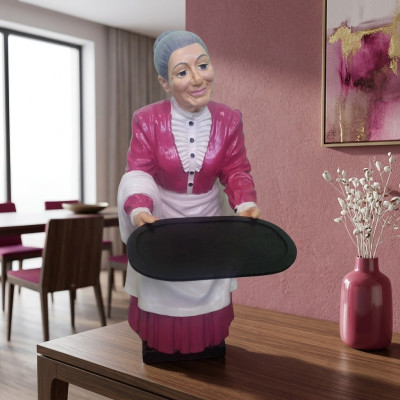 Kellner Statue Figur Skulptur Großmutter Statuen Restaurant Gastronomie Oma Neu