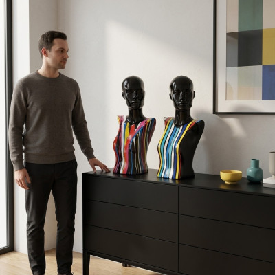 Abstrakte Skulptur Frauen Büste 58 cm Stil Statuen Skulpturen Figuren Wohnzimmer