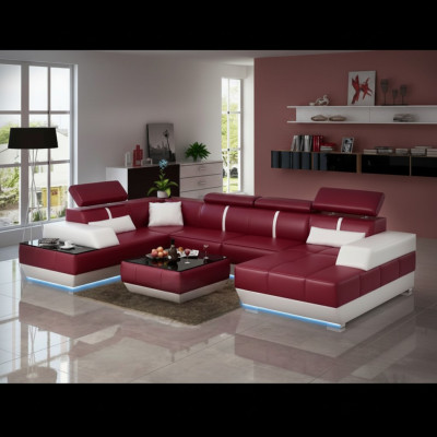 Designer Sofa + USB,Polster Garnitur Ledersofa Sofas Neu Wohnlandschaft Eckcouch