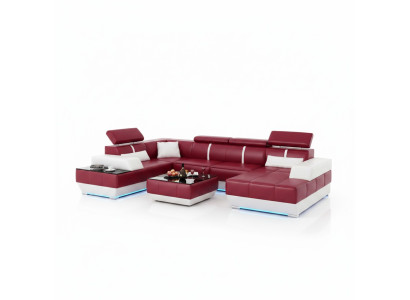 Designer Sofa + USB,Polster Garnitur Ledersofa Sofas Neu Wohnlandschaft Eckcouch