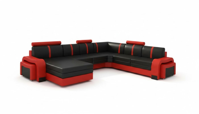 Ecksofa Eckcouch NEU Wohnlandschaft Sofa Polster Ledersofa mit USB Ledergarnitur