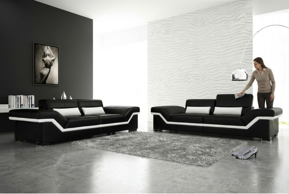 Ledersofa USB Maßanfertigung Sofa 3+3 Sitzer Design Sofa Polster Leder Garnitur