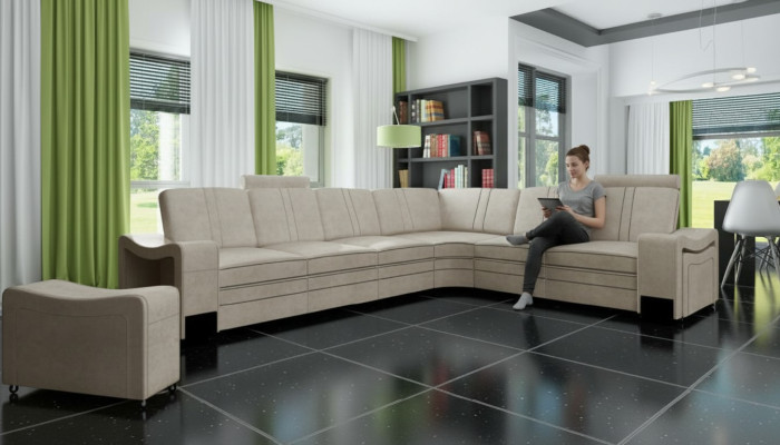 Stoffcouch Textil Polster Eckcouch Sofa mit USB Ecksofa Wohnlandschaft Stoffsofa