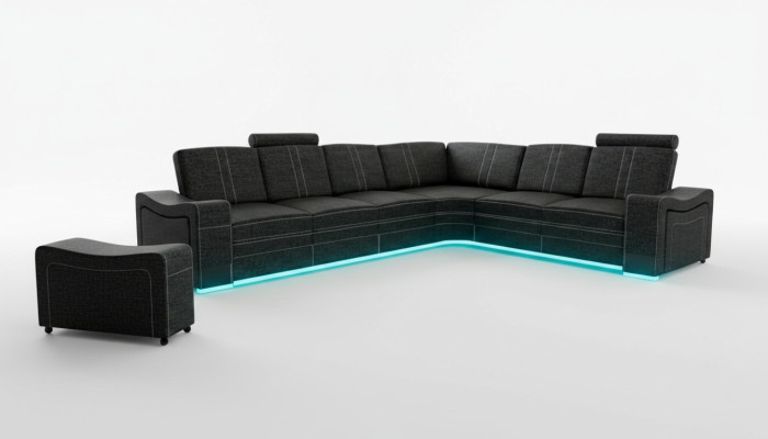 Stoffcouch Sofa Eck Wohnlandschaft Textil Polster Eckcouch Massanfertigung USB