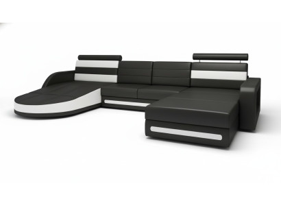 Ecksofa Sofa mit USB,Polster U Form Wohnlandschaft Ecksofa Xxl Schwarz Neu