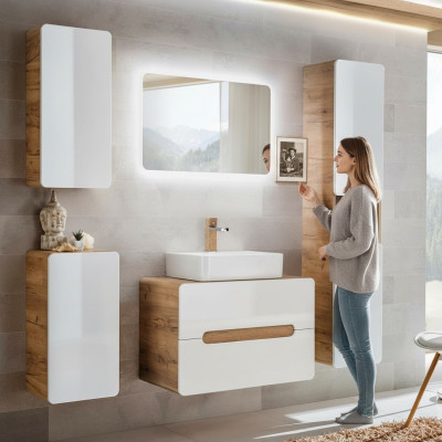 Design Badezimmer Möbel Bad 5tlg. Set Garnitur Schrank Waschbecken