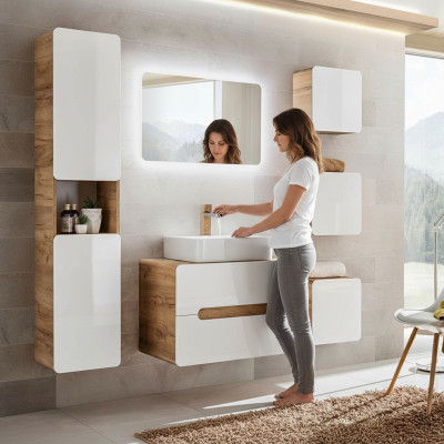 Design Badezimmer Möbel Bad 6tlg. Set Garnitur Schrank Deko Waschbecken