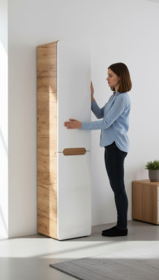 Hängeschrank Badezimmerschrank Hochschrank hängender mit Wäschekorb