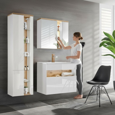 Design Badezimmer Möbel Bad 3 tlg. Set Garnitur Deko Schrank Waschbecken