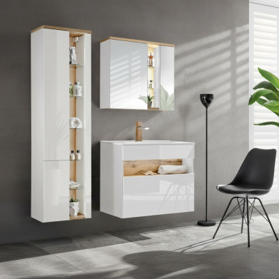 Design Badezimmer Möbel Bad 3 tlg. Set Garnitur Deko Schrank Waschbecken