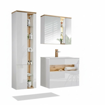 Design Badezimmer Möbel Bad 3 tlg. Set Garnitur Deko Schrank Waschbecken